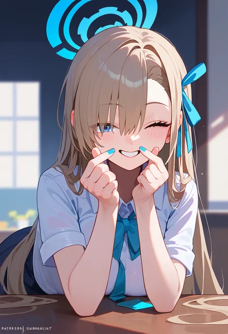 score_9, score_8_up, score_7_up, finger heart, 1girl, asuna \(blue archive\), leaning forward, one eye closed, smile
<lora:finger_heart_korean_retry_1:1>
