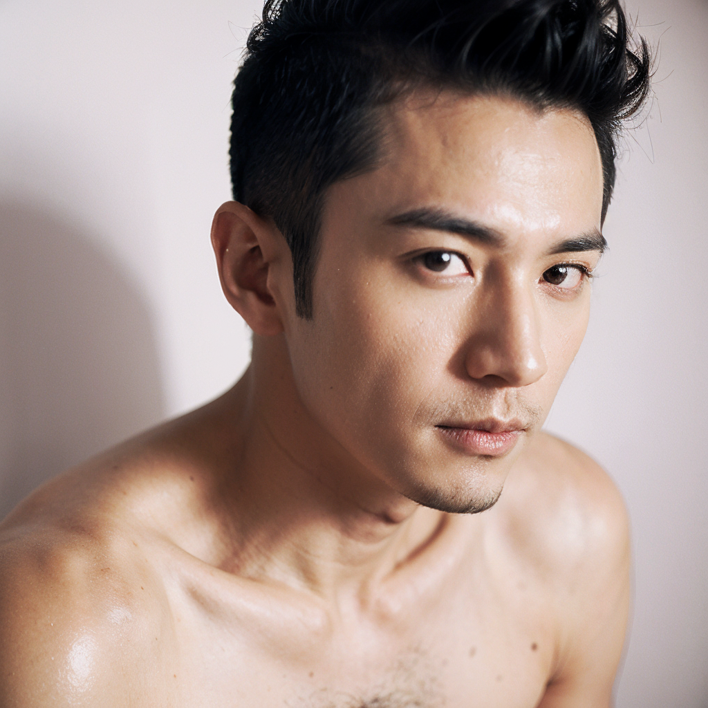 1boy,mature,looking at the viewer,skin is delicate,white_skin,