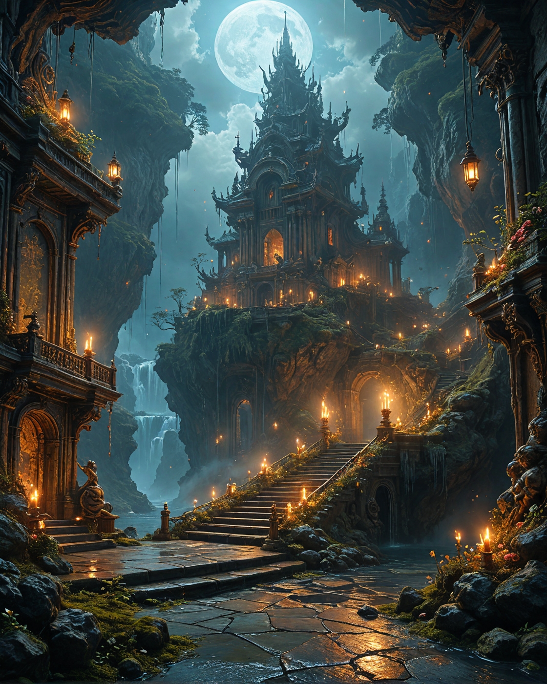 Japanese Spirits: Yūrei, meteorite-fragment outpost with,
 moonlit-moss carpets, Cyberpunk graphene circuits, liquid-metal staircases in, acid-lake archipelago, Elemental Fusion lava/ice hybrids style, dark-energy pulse shockwaves,
<lora:tbh124-sdxl:0.15> style of Jean-Antoine Watteau,
<lora:tbh129-sdxl:0.15> style of Michael Cheval,
<lora:Sinozick:0.15>,
<lora:add-detail-xl:0.7>,
<lora:aidmaMJ6.1_v0.5_2:0.3> aidmamj6.1,
<lora:Flux-XL_Scenery:0.15> flux-scenery,
<lora:Flux-style-xl-lora:0.15> flux-style,
8K resolution, ultra-detailed cinematic composition, contemporary concept art style, volumetric magical atmosphere with ethereal glow, rich complementary color palette, vivid gradients and chiaroscuro contrast, dynamic perspective with layered depth of field, inspiring awe-inspiring mood, Unreal Engine 5 render quality, intricate textures, flawless anatomy, rule of thirds composition, luminous highlights, surreal ambiance, award-winning illustration, harmonious balance of light and shadow, photorealistic details, ArtStation trending, chromatic accents, nostalgic futurism, dreamlike serenity, bold creativity, professional finish, sharp focus, ambient background, fascinating dynamic motion,, Baroque art style, dynamic composition, dramatic lighting, rich colors, intricate details, professional-grade execution, captures the grandeur and theatricality of the Baroque period