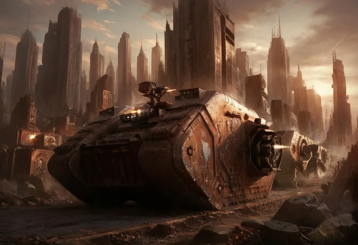 score_9, score_8_up, score_7_up, rating_safe, concept art, semi-realistic, no human.
Vehicle.
War, City.