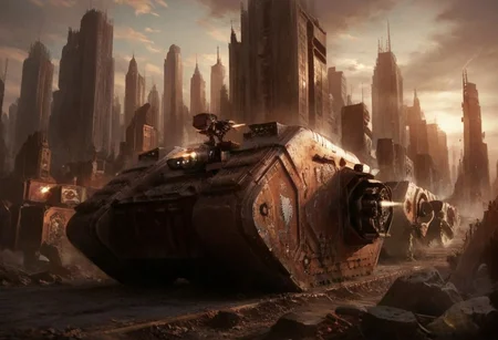 score_9, score_8_up, score_7_up, rating_safe, concept art, semi-realistic, no human.
Vehicle.
War, City.