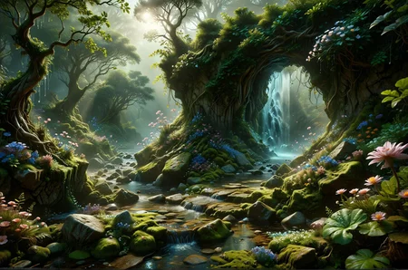 Elven portal: A hidden waterfall cascades down moss-covered rocks, concealing a shimmering portal framed by intertwined vines. Delicate, bioluminescent flowers bloom around the entrance, casting an ethereal glow on the swirling mist that conceals the wonders beyond. (Elfpunk, intricate details, high resolution)
award winning artwork,
many details, extreme detailed, full of details,
Wide range of colors., Dramatic,Dynamic,Cinematic,Sharp details
Insane quality. Insane resolution. Insane details. Masterpiece. 32k resolution.
<lora:add-detail-xl:0.95> <lora:casting shadow style v2:0.1> casting shadow style, cucoloris patterned illumination <lora:CinematicStyle_v1:0.1> <lora:Disturbia:0.1> <lora:dvr-lnds-sdxl:0.1> dvr-lnds-sdxl <lora:Glowstick_SDXL:0.1> mad-glowstick <lora:MJ52:0.2> <lora:princess_xl_v2:0.1> <lora:ral-anmwrlds-sdxl:0.1> ral-anmwrlds <lora:ral-apoctvisn-sdxl:0.1> ral-apoctvisn <lora:ral-cltc:0.1> ral-cltc <lora:ral-dissolve:0.1> ral-dissolve <lora:ral-ertmsphr:0.1> ral-ertmsphr <lora:ral-fluff:0.1> ral-fluff <lora:ral-fntsyrlms-sdxl:0.1> ral-fntsyrlms <lora:ral-mtclniscp-sdxl:0.1> ral-mtclniscp <lora:ral-porcelain:0.31> ral-porcelain <lora:ral-pxlprtcl:0.1> ral-pxlprtcl <lora:ral-vlntxplzn:0.1> ral-vlntxplzn <lora:ral-vbrntacyl-sdxl:0.1> ral-vbrntacyl