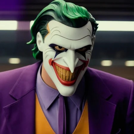 cinematic film still of  <lora:Joker:1.5>
The Joker in manga style with a purple suit and tie in Gotham city universe, shallow depth of field, vignette, highly detailed, high budget, bokeh, cinemascope, moody, epic, gorgeous, film grain, grainy