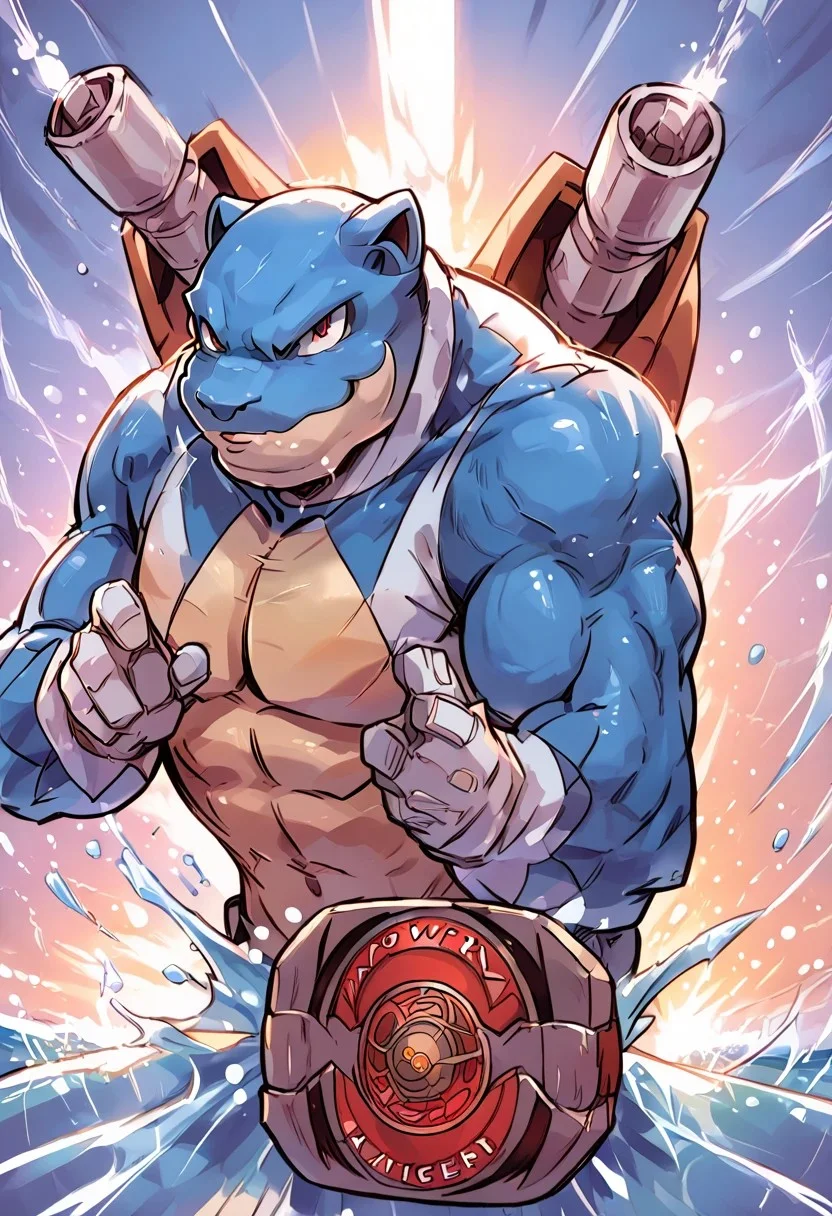 score_9, score_8_up, score_7_up, score_6_up, source_furry, solo, 1guy, male focus, full-length portrait, pokemon (creature), (mega muscles, hyper muscles, muscular), (anthro blastoise: 1.2), cannons, (blue bodysuit: 1.1), (blue power ranger: 1.1), (white gloves: 1.3), belt, ((summoning water from hand), (open hand), (hand reaching toward viewer)), ((extreme perspective)), ((foreshortening)), (close-up), (attack stance), (dynamic pose), (bust portrait), (upper body), BREAK, beach, ocean, water, (tsunami), palm trees, dof