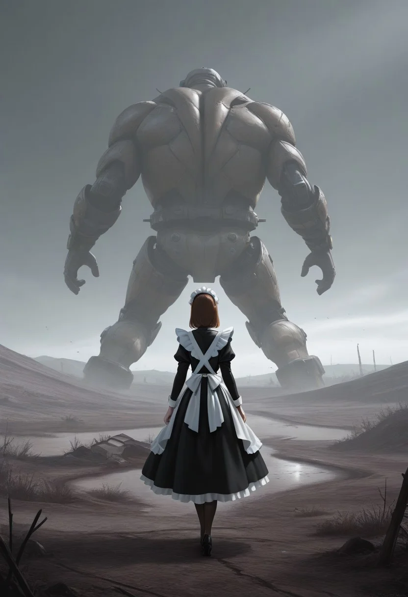 maid, from behind, wasteland