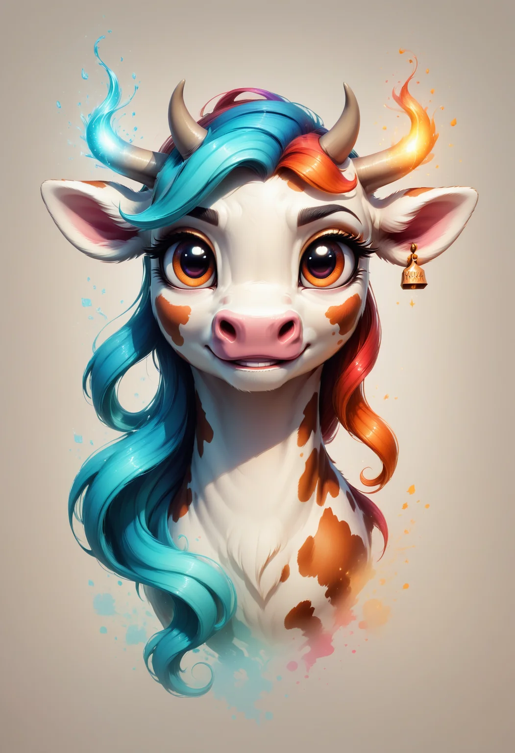 Faded Headshot, faded bottom, faded edges <lora:FadedHeadshot:1>,score_9,score_8_up,score_7_up,score_6_up,score_5_up,score_4_up beautiful cow pony, extremely detailed fur, milk splashes, black and white, dynamic movement, bright colors, high contrast, vivid lighting, celebration, glowing effect, illuminated, artistic