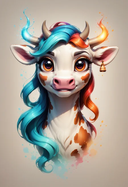 Faded Headshot, faded bottom, faded edges <lora:FadedHeadshot:1>,score_9,score_8_up,score_7_up,score_6_up,score_5_up,score_4_up beautiful cow pony, extremely detailed fur, milk splashes, black and white, dynamic movement, bright colors, high contrast, vivid lighting, celebration, glowing effect, illuminated, artistic