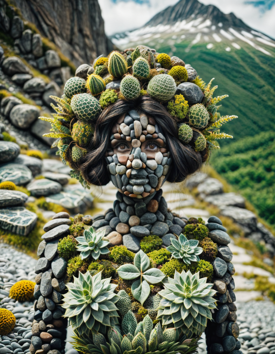 photograph plantpeoplelora, portrait, woman, built from stones, 50mm . cinematic 4k epic detailed 4k epic detailed photograph shot on kodak detailed cinematic hbo dark moody, 35mm photo, grainy, vignette, vintage, Kodachrome, Lomography, stained, highly detailed, found footage