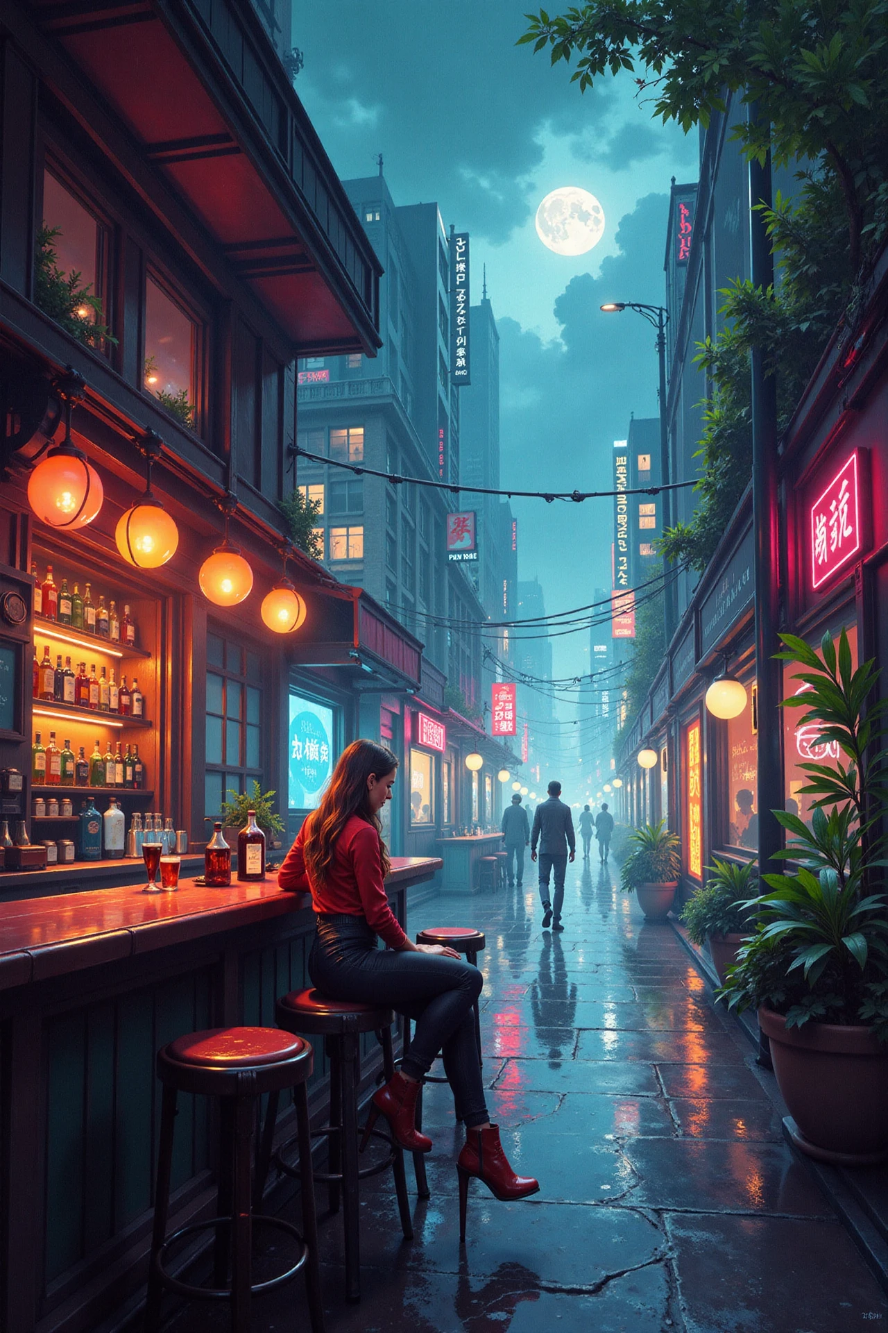 a cyberpunk bar in a futuristic city beautiful landscape, rainy day, woman, very intricate, very detailed, sharp, bright, colorful, <lora:Hand v2:0.5> <lora:Anti-Blur:1><lora:Insane Detail Slider:0.25>  <lora:flux.1_lora_flyway_Epic-detail_v2:0.3> <lora:fluxenhancer:0.25> <lora:ROWER:0.6> <lora:flux-charmer-v1-1:0.4> <lora:Charcoal:1.1> charcoal drawing, charcoal
