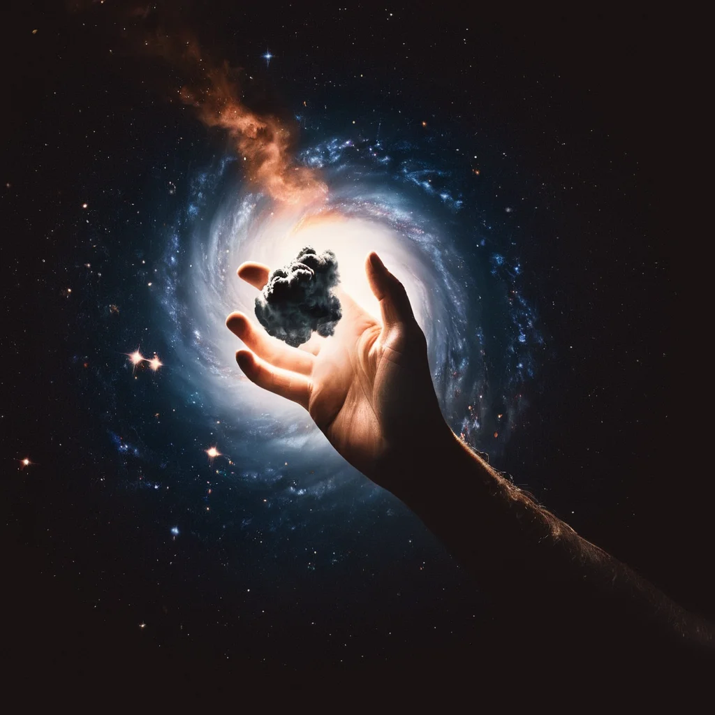 cinematic film still of <lora:Fine art photography style:1>
Juxtaposition of a hand holding a piece of art with a galaxy in the background,Juxtaposition,artistic,photography,dramatic light,dramatic shadow light,contrast,saturated color,cinematic,filmic,photographic,realistic,realism,perfection,perfect,Juxtaposed,opposite,different things,side by side,syncretism,antithesis,Juxtaposition style,monochrome,greyscale,solo focus,blurry,depth of field,pov,smoke,spot color,out of frame,pov hands,space,explosion , creative, photorealism, hyperrealism, Fine art photography style, Fine art cinematic photography style, shallow depth of field, vignette, highly detailed, high budget, bokeh, cinemascope, moody, epic, gorgeous, film grain, grainy