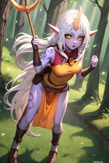 detailed forrest background, masterpiece, best quality, Soraka_Classic, (half-body angle), yellow_sclera, body_tattoos,
<lora:Soraka_Classic-03:0.98>