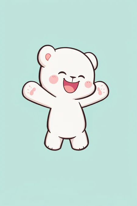 zPDXL,  <lora:Character_Milk_and_Mocha:1>, milk (white bear), simple background, happy