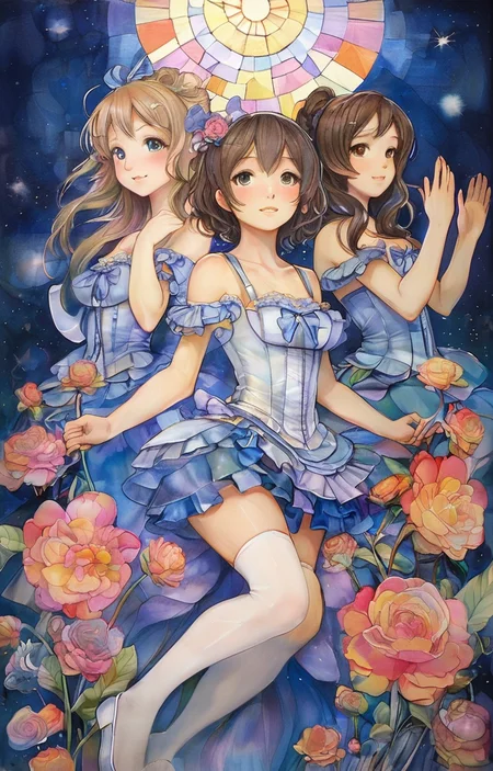 masterpiece,best quality,<lora:tbh256-sdxl:0.9>,illustration,style of Alida Akers portrait of idolmaster cinderella girls,