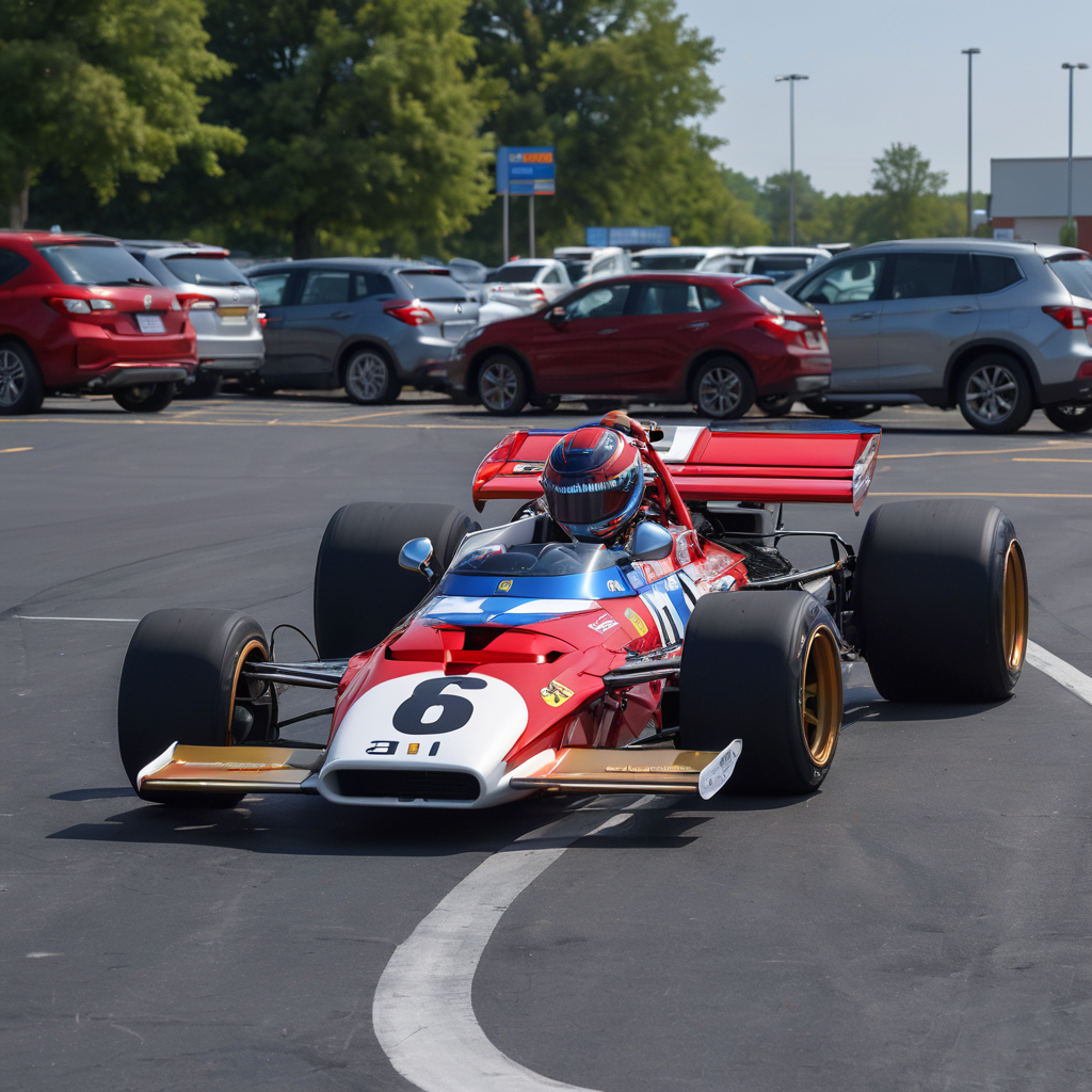 photo of a f312b, ultra detailed livery, 8k uhd, high quality, (parked in a walmart parking lot:1.4), minivans, hondas, various cheap cars, early hours of the morning of a summer day, 4k, glimpses of sunlight, vibrant color <lora:f312b_SDXL-LoRA-v02:0.7>