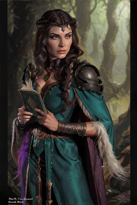 <lora:advanceddandd-wolfsystems:0.8>, advdnd2023, book cover, novel illustration, advanced dungeons and dragons, human woman, Thief, Neatly trimmed side-swept hairstyle with a subtle wave, wearing Fantasy-themed feathered capes with beaded details, Twilight Jungle || <lora:advanceddandd-wolfsystems:0.2>, advdnd2023, illustration, advanced dungeons and dragons, person, skin, hair, clothing, masterpiece, 8k, high resolution, shallow depth of field, sharp focus