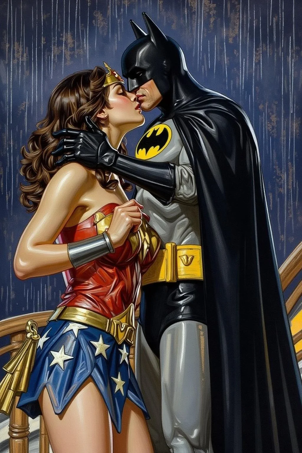 jcleyen1 painting.
Wonder Woman and Batman Kissing in the rain <lora:jcleyen1_cap_d6a3e11:1.0><lora:824045838876682656:0>