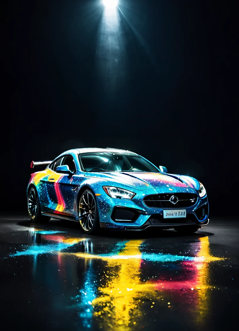 sports car, glitterstyle paint, in motion, dark background,
<lora:GlitterStyle_pony:0.8>
