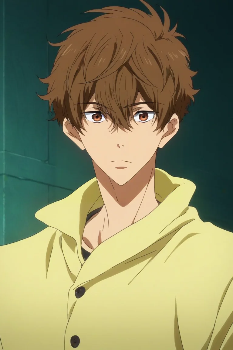score_9, score_8_up, score_7_up, source_anime, rating_safe, intricate details, anime screencap, anime coloring, , , upper body, , 1boy, solo, male focus, <lora:natsuya_kirishima_pony:1>, natsuya_kirishima, brown hair, brown eyes, short hair, hair between eyes, bangs, ,, , , <lora:sdxl_lightning_8step_lora:1>