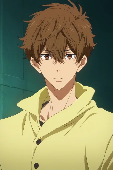 score_9, score_8_up, score_7_up, source_anime, rating_safe, intricate details, anime screencap, anime coloring, , , upper body, , 1boy, solo, male focus, <lora:natsuya_kirishima_pony:1>, natsuya_kirishima, brown hair, brown eyes, short hair, hair between eyes, bangs, ,, , , <lora:sdxl_lightning_8step_lora:1>