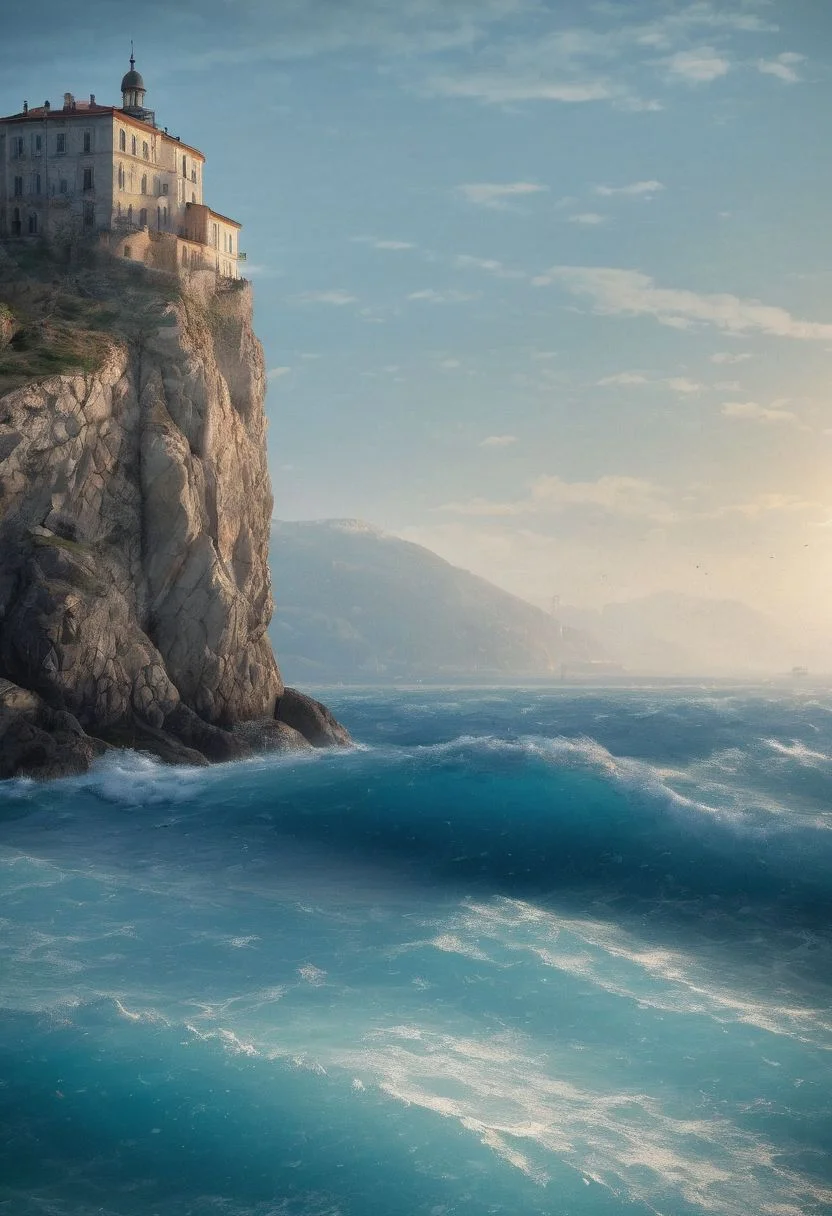 scenery, painting by ivan aivazovsky, image of the sea, ocean, translucent waves, (fantasy scenery:1.3),(ultra realistic:1.3), (hyperrealistic 3d render), intricate details, highly detailed, high resolution, HDR, realistic, dusty sunlight, ray_tracing, sun_flare, cinematic (beautiful detailed face:1.0), perfect lighting, (vivid colors:1.3, color full:1.3), ultra detailed 8k cg, (best quality), (masterpiece:1.4), bokeh, depth of field, photorealistic, caustics, perfect shading,