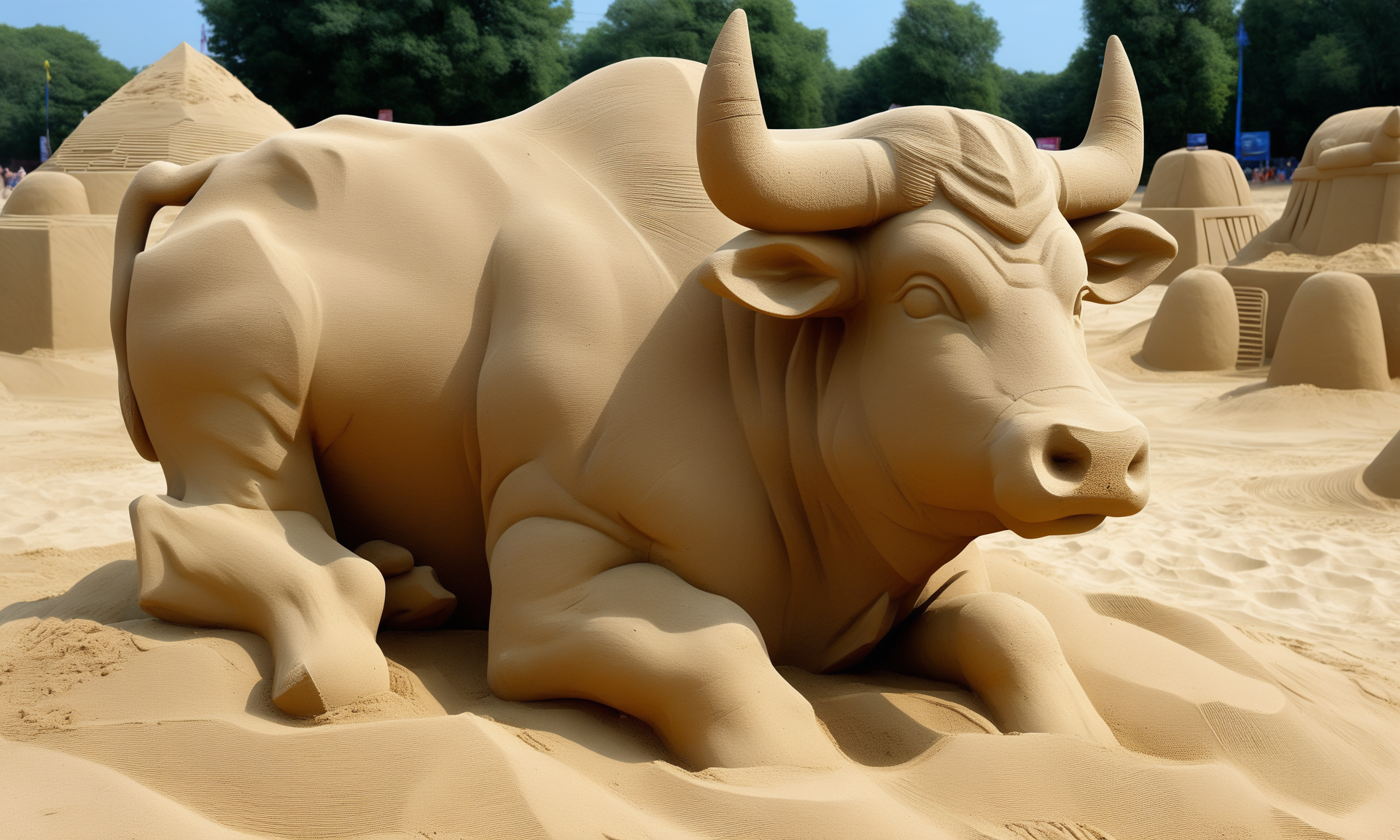 <lora:sandsculpturecd_xl-000006:0.8>,a statue of a ox made of sand on sandbeach,full body,sandsculpturecd_xl,sand sculpture,outdoors,chinese zodiac,cutie,cute,still life,animal statue,front view,facing viewer,looking at viewer,fine art,(Unbelievable Digital Artwork:1.3),CGSociety,ArtStation,master works, 8K, HDR, UHD, masterpiece, best quality, highly detailed, high resolution, finely detail, extremely detailed, ultra detailed, wallpaper