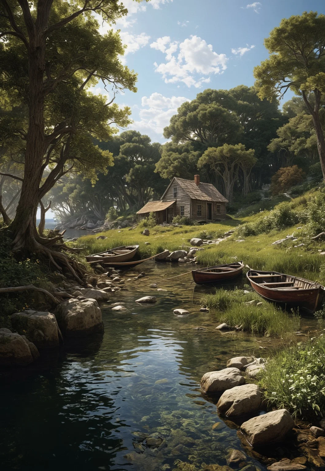 highly detailed and hyper realistic photo,  style by John Frederick Kensett .

