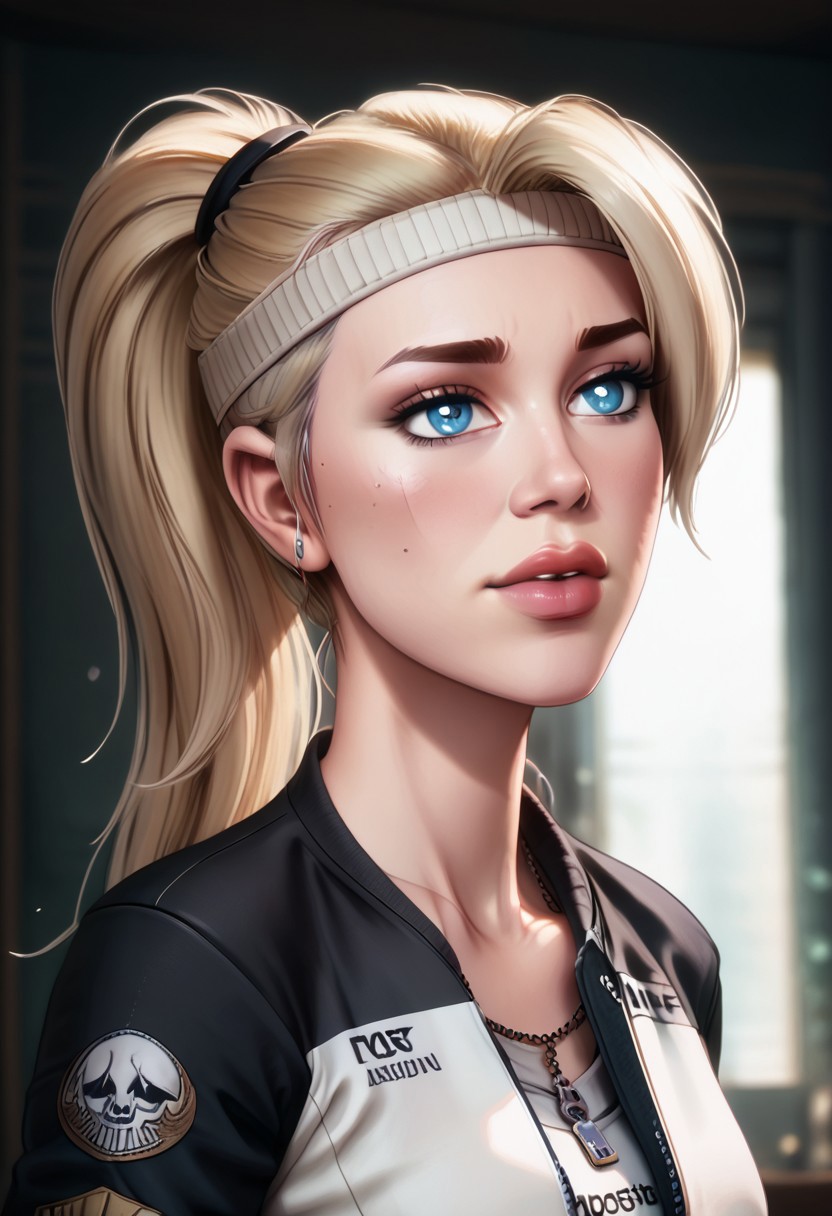 score_9, score_8_up, score_7_up, score_6_up, PRSNL_3_1, uncensored, pupils black dots, lips,
upper body, best quality, masterpiece, 4k, realistic, warm light,
MKSonya, 1girl, blonde hair, ponytail, blue eyes, long hair