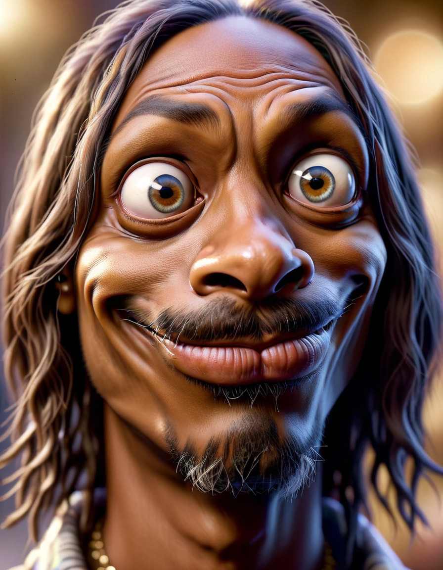 the rapper snoop dog closeup shot of his face, bokeh, made of ral-drp <lora:ral-drp:1>