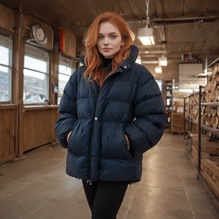 score_9, score_8_up, score_7_up, score_6_up, score_5_up,freezerroom scene, cinematic,Depth of field, bokeh, best quality BREAK
 one irish women, sexy curves, revealing outfit,extra_puffy_jacket , 
 <lora:FreezerRoom:1.4> <lora:Pony_Extra_Puffy_Jackets_V1:0.8>