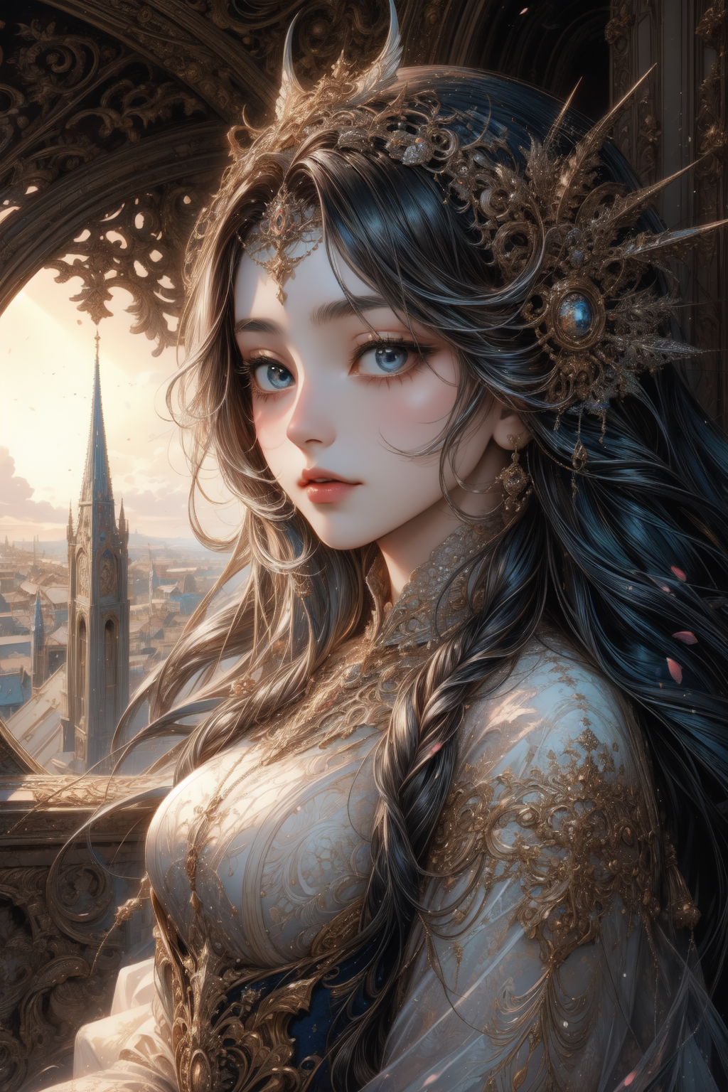 1girl, (art by Stephanie Pui-Mun Law:1.3) and (Gustave Loiseau:1.1) , watercolor art, fantasy Photograph, elegant, upper body shot of a ("Pest Infestation":1.3) , it is very [Jagged|Serious] and Arcane, inside a [Refined:Rickety:2] dungeon, lush hillside and Lyra constellation in background, at Midday, soft focus, Illustration, Horror, Victorian Gothic Art, Indirect light, film grain, Hasselblad, Fish-eye Lens, anaglyph filter, multidimensional, White sky, Pixabay, wallpaper