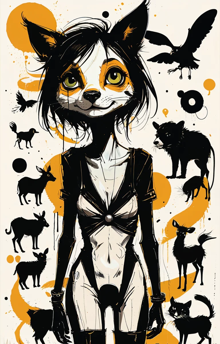 masterpiece,best quality,<lora:tbh333-sdxl:0.6>,illustration,style of Jim Mahfood animals