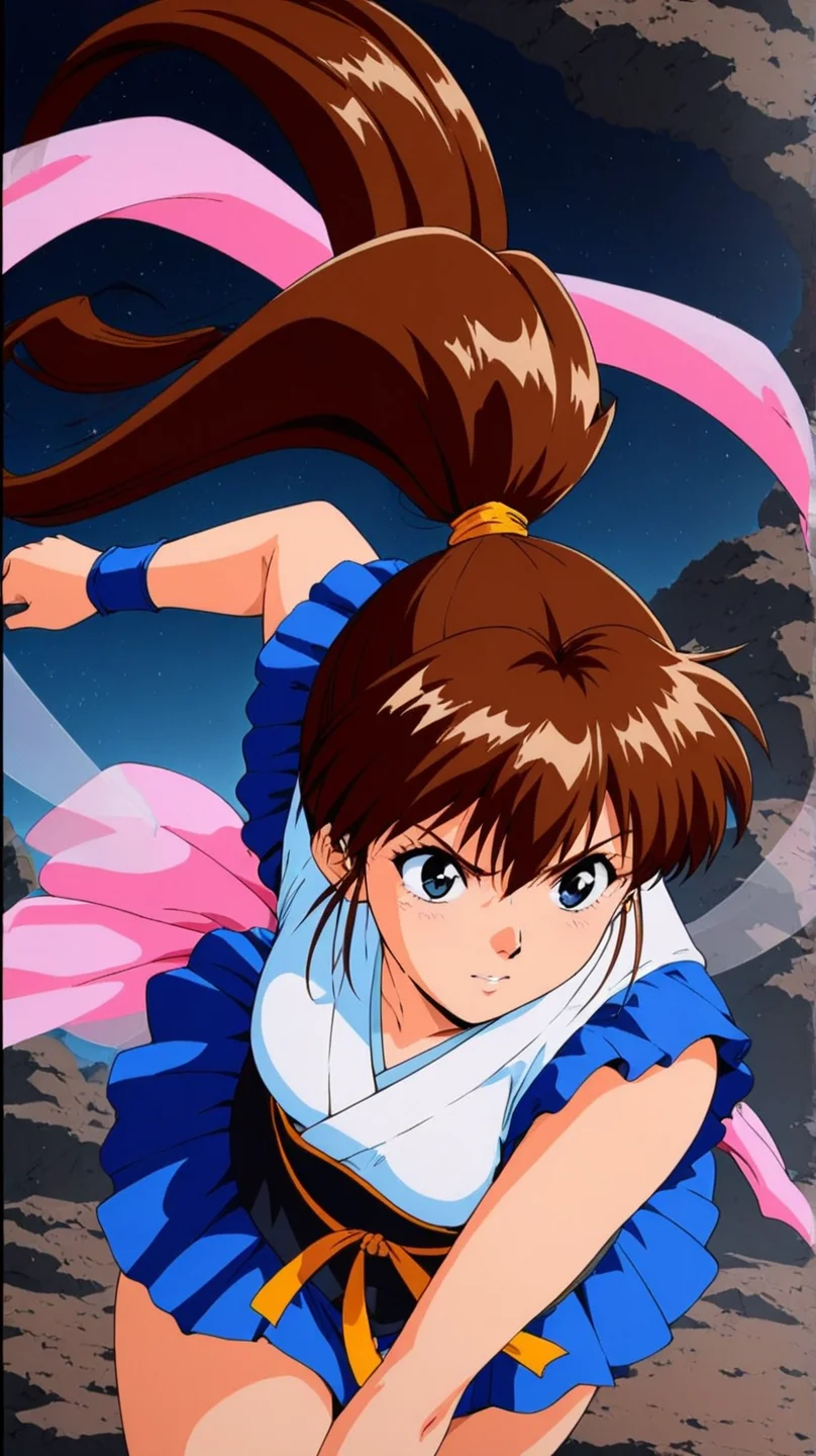 masterpiece, best quality, anime coloring, ruin, shine
1girl,solo, floating hair, dynamic pose
 <lora:Ai-Amatsu_lL_v01:1> ai-amatsu, long hair, ponytail, hagoromo,  japanese clothes, brown hair