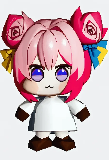 score_9, score_8_up, score_7_up BREAK 1girl, solo, 1girl, solo, doro, creature, :3, pink hair, purple eyes, hair bun, hair bow, white skin, solid circle eyes, no pupils, ffviichibis, chibi, standing, full body, white background <lora:Doro_X_PDXL_V1:1> <lora:zs_FFVIIChibisXL_1:1.2>