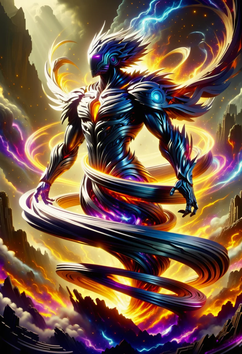 hyper detailed masterpiece, dynamic, awesome quality,large metal summoning DonM3l3m3nt4lXL, <lora:DonM3l3m3nt4lXL-000010:1>