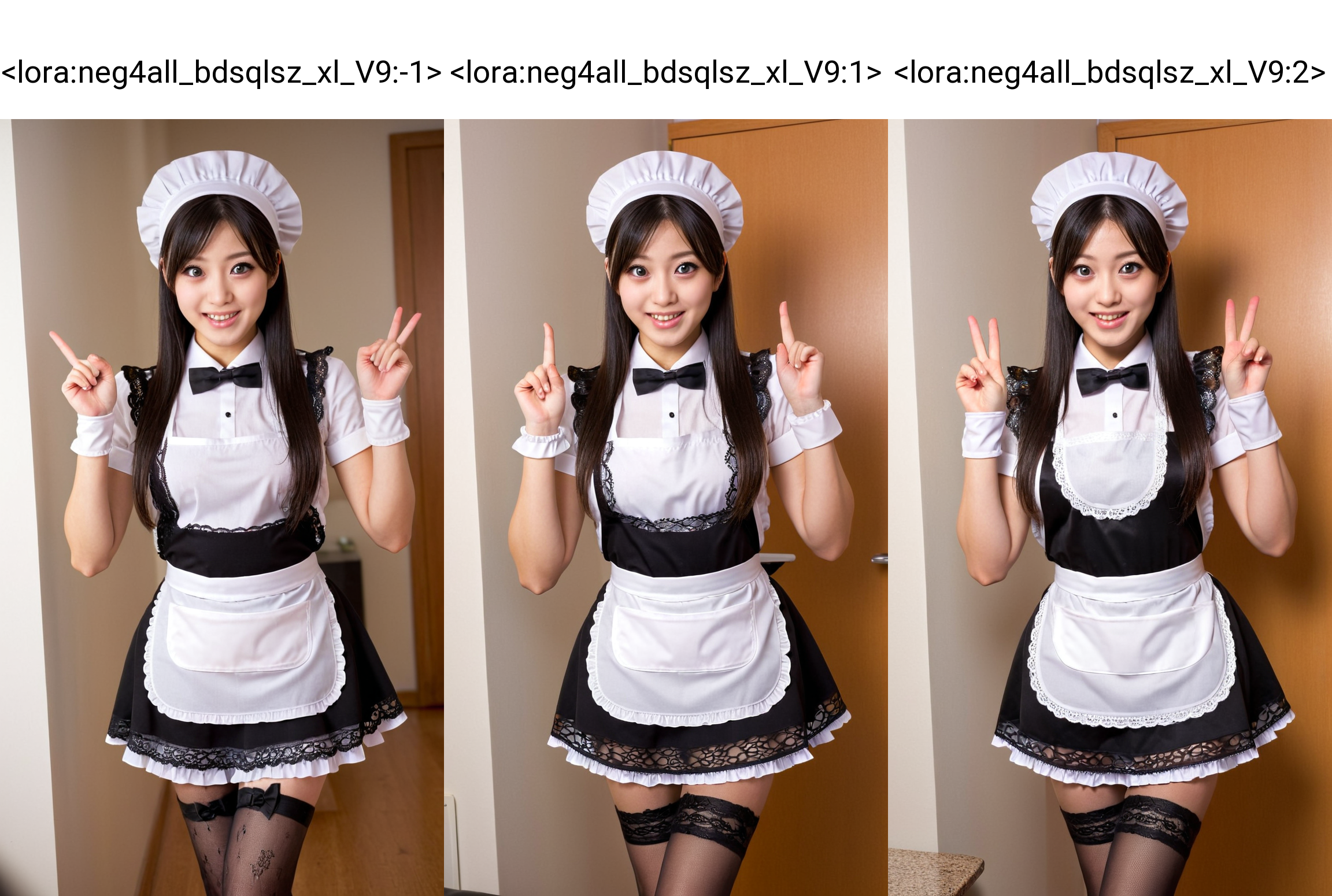 1girl, teen, working in tearoom (white maid apron:1.5) (black lace maid dress,black lace long maid skirt,maid headband,maid bow tie,wrist cuffs,black lace stockings:1.3) BREAK (cute,sweet,smile,bare face,big eyes, open mouth:1.4) black hair, straight hair, long hair BREAK (serve a cup of tea and saucer, dynamic angle:1.5) cowboy shot BREAK japanese, japanese idol, black eyes (best quality, ultra high res, Realistic, RAW photo, real person, portrait photography, photorealistic, detailed skin, fair skin, beautiful detailed eyes) 
<lora:neg4all_bdsqlsz_xl_V9:-1>,