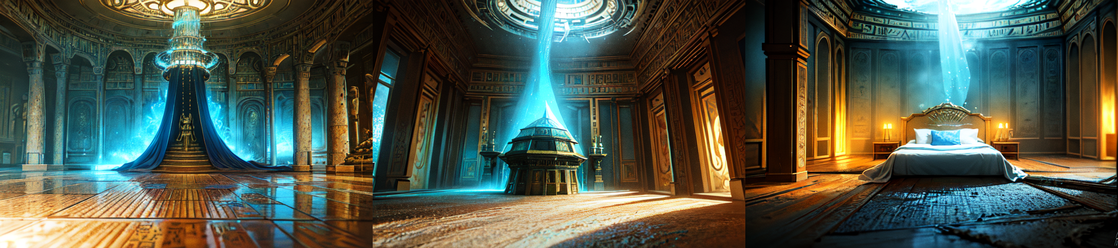 (otherworldly, otherworldly atmosphere, otherworldly appearance), highly insanely detailed, masterpiece, top quality, best quality, highres, 4k, 8k, RAW photo, ((ancient egyptian theme:1.2)), Hong Kong structure, structure, 
(mystical theme), mystical gatmosphere, arcane sanctuaries, otherwordly aura, 
(long_hair, long hair, random colors hair, glowing hair, hair over one eye, long messy hair), 
(eyelashes, eyeliner, eyeshadow, eyelashes, long eyelashes), 
collar, earrings, jewelry, necklace, armlet, 
tentacle, (underwater), nsfw, 
Homestay, Resort, (Guest House:1.1), 
building, structure, swirling energy, 
action pose, 
drunk, 
high-heels, 
reflection, reflective floor, 
shawl, 
abandoned building, shopping mall, overgrown with vegetation, [volumetric fog], cinematic lighting, colorful, colourful, 
belly bottom, erotic lingerie, 
((dune)), steep, sandhills, 
HDR, ((photorealistic)), professional light, cinematic lighting, fashion photography, ambient lighting, face lighting, <lora:detail_slider_v4:1>, Fantasy picture, OverallDetail, ancient roman room with a statue and candles in it and a bed in the middle of the room with a blue blanket on it and a blue blanket on the floor, RomInt, <lora:RomanInterior-10:1>, epiCPhoto, (fantasy world)