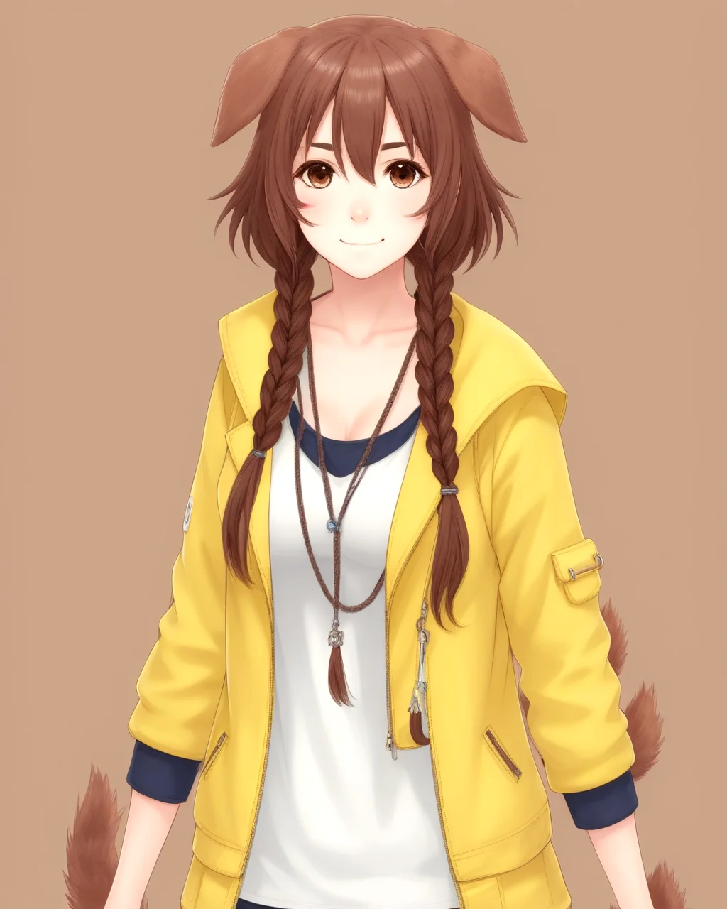 korone, inugami korone, :3, animal collar, bangs, blush, bone hair ornament, braid, brown eyes, brown hair, dog ears, dog girl, dog tail, hair ornament, long hair, looking at viewer, low twin braids, medium breasts, medium hair, solo, twin braids, virtual youtuber,
<lora:KORONE-XL-t1-000001:0.6>
(portrait, close up, face, yellow jacket, open jacket, collarbone)