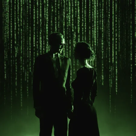 <lora:SDXL_matrix_Sa_May-V6:1> matrix a man with woman