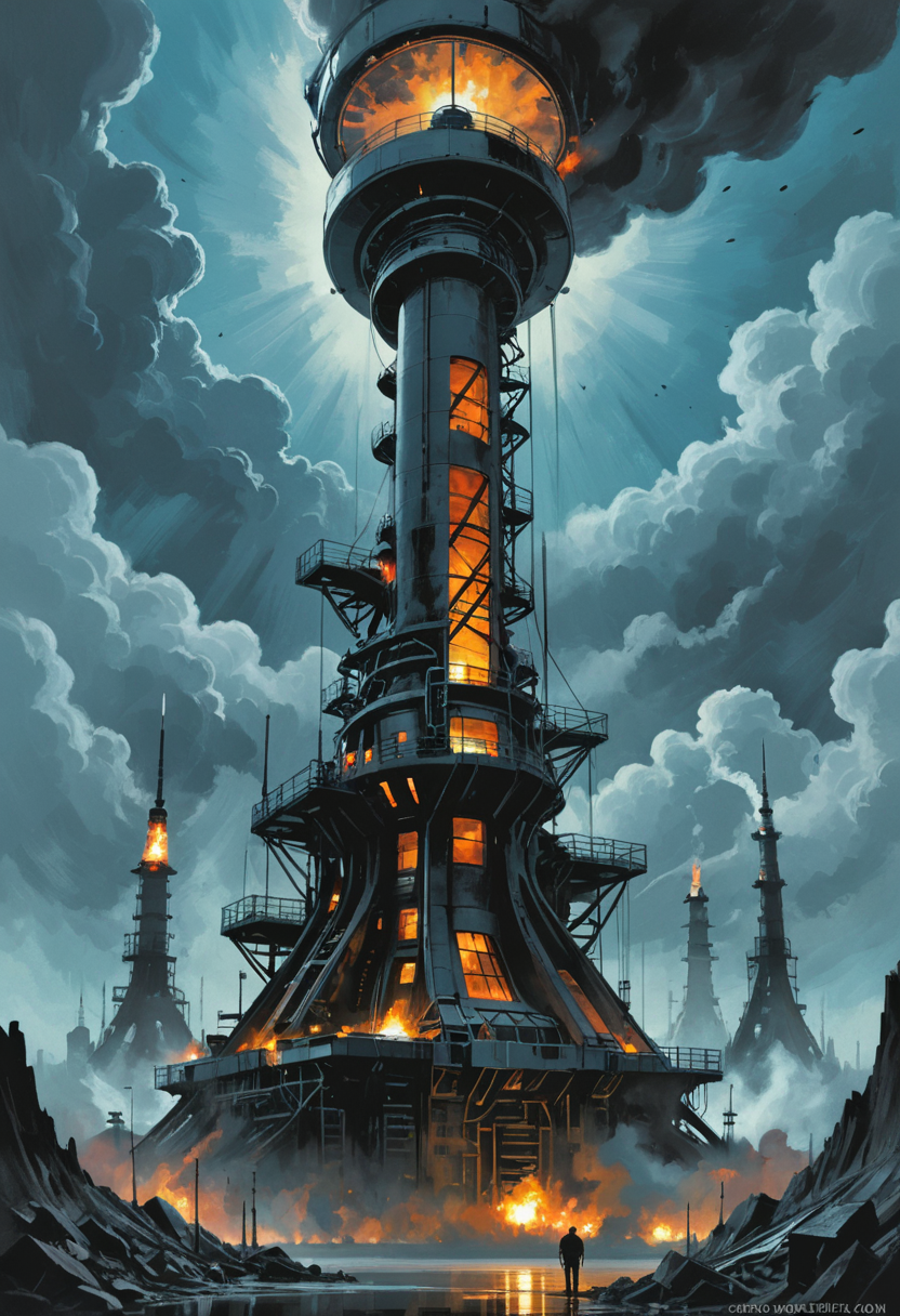 (((As you approach the base of the Mechanists' fortress, you can't help but feel a sense of awe at the sheer scale of the structure. Towering spires pierce the night sky, their peaks lost among the swirling clouds above. Giant gears and pistons churn and whirl, powering the massive contraptions that dominate the landscape. Smoke billows from chimneys and exhaust vents, obscuring the view of the city below. The air is thick with the smell of oil and grease, mixed with the acrid tang of burning fuel.)))