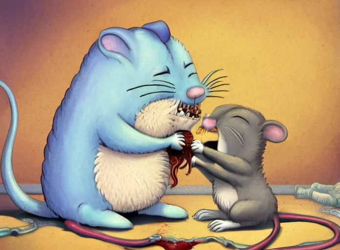 a mouse choking a cat <lora:rob_sheridan_drawing_style:1>