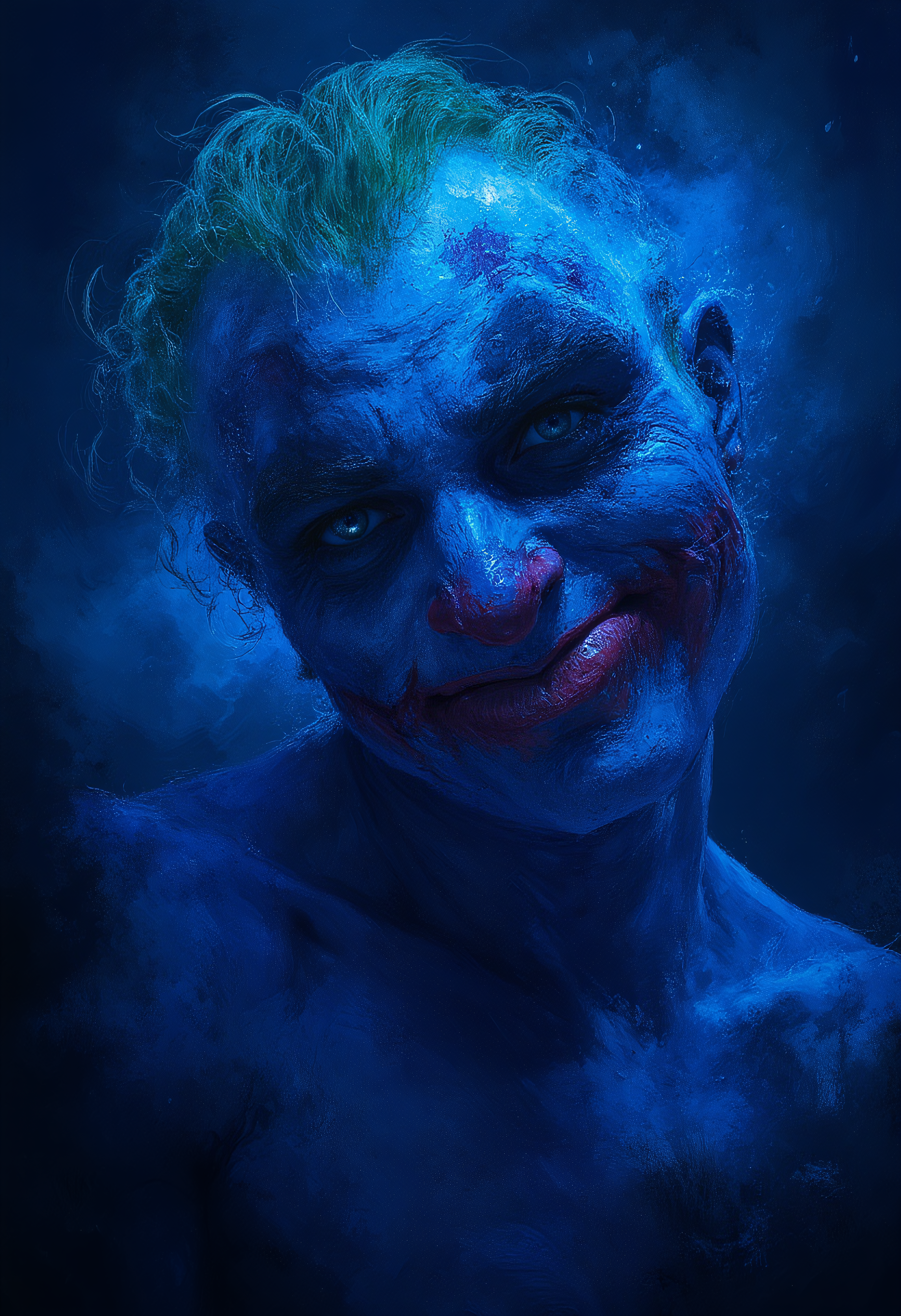 Indigo Deep Blue Hue Joker profile, Vibrant Glow