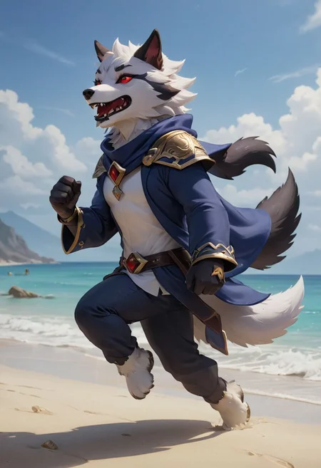 furry wolf, gray wolf, chibi, with red eyes, beach,
pants or shorts, furry body
full-length frontal view, flight phase during running, legs above the ground, wind blowing the cloak, fast running,
Hyperrealistic art high-quality portrait flat matte drawing of a cute Nendoroid and cartoon style, anime flat style, thick drawing, medium close-up", (solo:1.2), photorealistic:1.5, 8k, texture skin, realistic skin, detailed skin, highest detailed, extreme detailed, 8k wallpaper, colorful, (dark magic), ring with the stone, (intricate details), (hyperdetailed), 8k hdr, high detailed, lot of details, high quality, soft cinematic light, atmospheric perspective (focus on), color Ink wash painting, Extremely high-resolution details, photographic, realism pushed to extreme, fine texture, incredibly lifelike, two people, two children