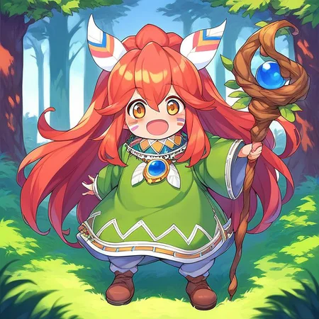score_9, score_8_up, score_7_up, source_anime, rating_explicit, BREAK <lora:Popoi_XL:0.9>
Popoi, 1other, solo, blush, open mouth, tree, 1girl, staff, grass, child,
shoot from behind、looking bac,
forest,
