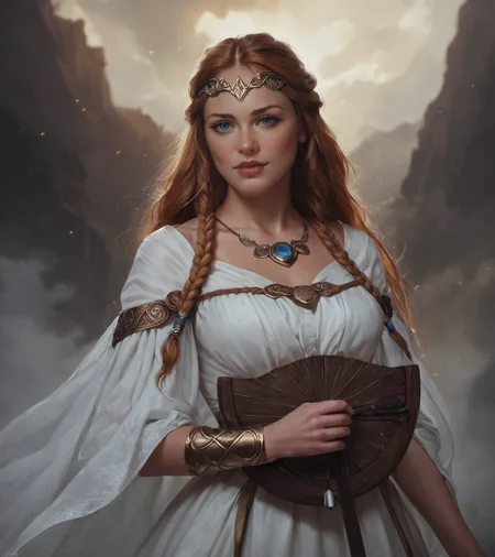 score_9, score_8_up, score_7_up, score_6_up, zPDXL, graceful Norse goddess of healing, Eir exudes serenity, clad in ethereal robes and holding a soothing elixir, embodying the calming essence of recuperation, magnificent background,realistic, realism, highly detailed, perfect quality, high quality, photorealistic, <lora:Concept Art Twilight Style SDXL_LoRA_Pony Diffusion V6 XL:0.8>, <lora:sinfully_stylish_SDXL>