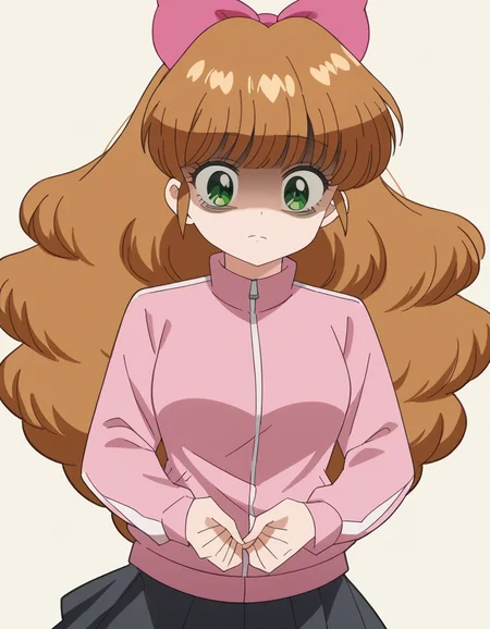 score_9, score_8_up, score_7_up, source_anime, <lora:azusa-shiratori-s1-ponyxl-lora-nochekaiser:1>, azusa shiratori, long hair, brown hair, bow, green eyes, hair bow, pink bow, medium breasts, anime screencap,, <lora:gotoh-hitori-cosplay-ponyxl-lora-nochekaiser:1>, gotoh hitori cosplay, gotoh hitori (cosplay), pink track suit, cube hair ornament, pink jacket, track jacket, cosplay, skirt, black skirt, pleated skirt,, shaded face, averting eyes,, cowboy shot,, , dutch angle, cowboy shot