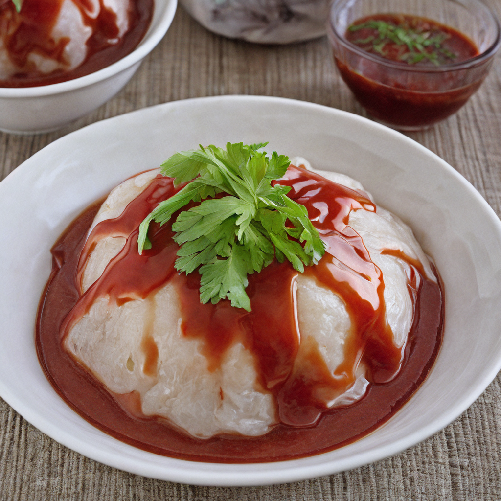A high-resolution, hyper-realistic image of a bowl of bahuana with sauce, a popular dessert in many cuisines. The bahuana is perfectly made, with a smooth, round shape and a sweet, chewy texture. It's placed in a rustic ceramic bowl, with a generous drizzle of sauce on top. The scene is set in a homey kitchen environment, with all elements in sharp focus, creating a clear and detailed image. The lighting should be natural and soft, highlighting the appetizing qualities of the bahuana and the cozy atmosphere of the setting,<lora:bahuana2:0.75>