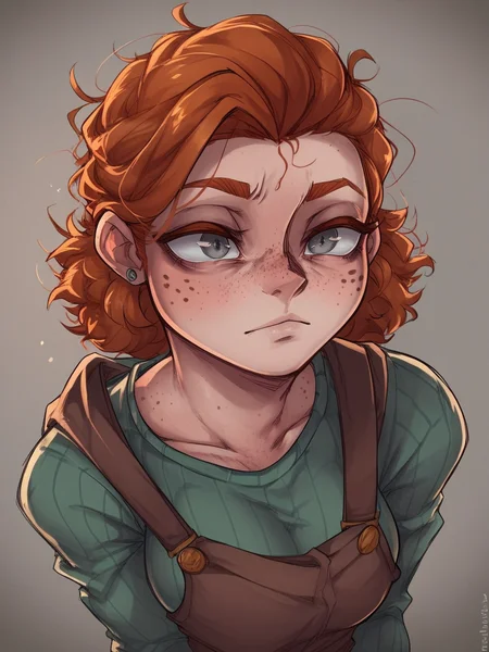 score_9, score_8_up, score_7_up, score_6_up, score_5_up, <lora:MerryRemembrancerXLP:1> merryremembrancer, 1girl, ginger hair, freckles, grey eyes,