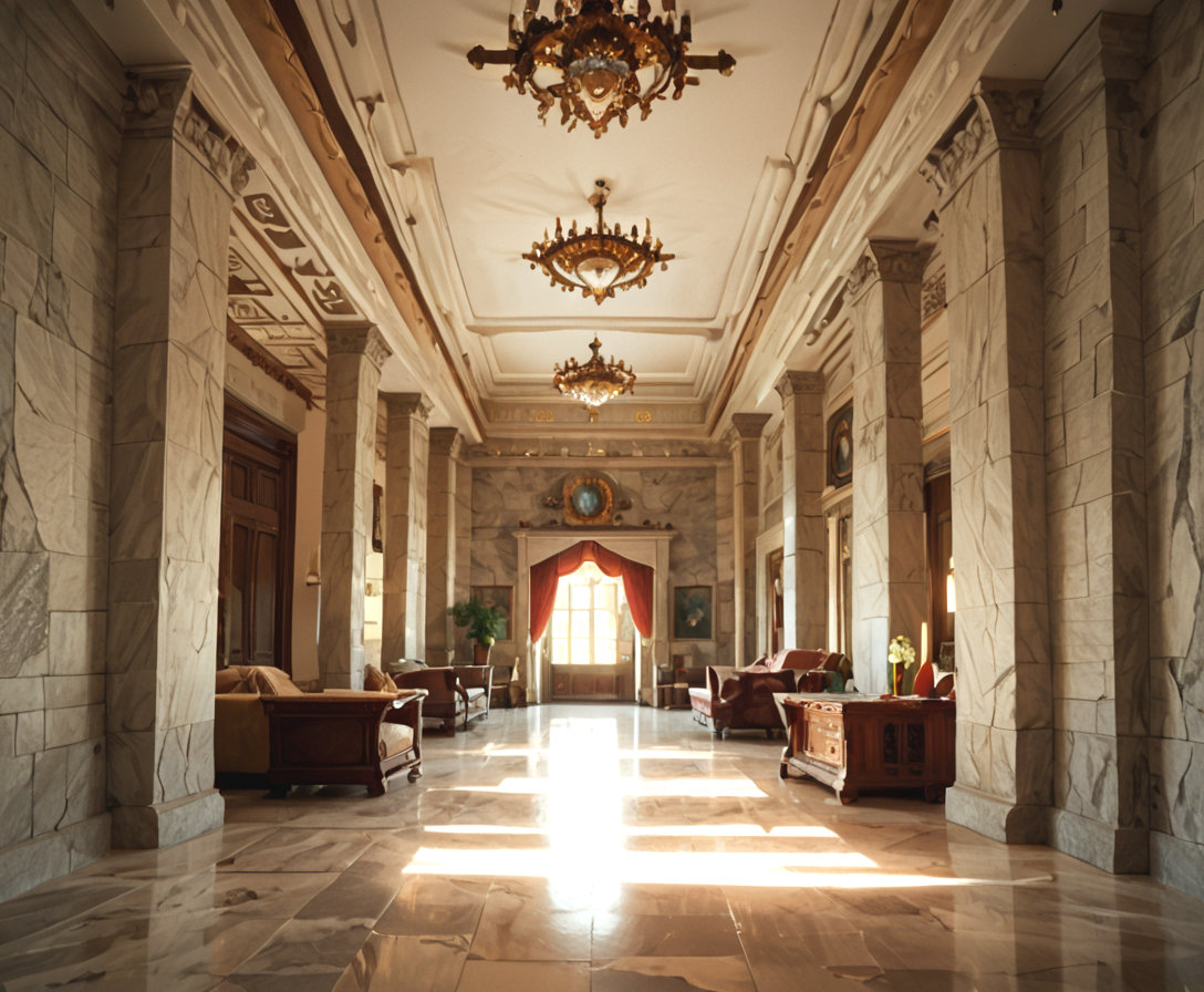 score_9, score_8_up, score_7_up, 
<lora:Authoritarian_Interior_(Architecture)_(Pony)_(AD):0.8> Authoritarian Interior, interior design, architecture, limestone, marble, wood, plaster, coffered ceiling, 8K, In'ei, chiaroscuro, volumetric lighting, perfect depth of field shot, 8K CGI render, beautiful, subsurface scattering, photographic realism, asymmetric viewpoint, off center perspective, art by Thomas Kinkade, hotel lobby, elevators, BREAK zPDXL, <lora:wowifierXL:0.2> art by mooncryptowow <lora:sdxl_lightning_8step_lora:0.4> <lora:detailed_notrigger:0.5>