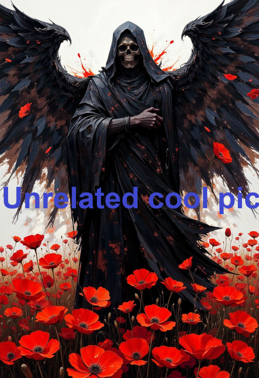 DB4RZ style painting(impasto, oil painting:1.1) intricate detail. a stylish portrait of a grim reaper ripped and tattered cloak in the wing, abstract surreal style. minimalist style. black, white and red colors, into the dark. field of red poppies, 
<lora:FLUX-daubrez-DB4RZ-v2:0.85>,  
<lora:Midjourney_-_SemiReal_Dreams_FLUX_LoRA:0.5>,
 <lora:Epic-detail_FLUX:0.25>