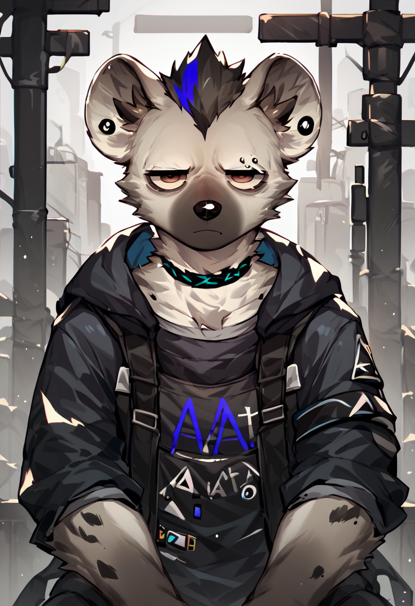 score_9, score_8_up, score_7_up, solo, spot, arknights, furry, piercing, eye piercing, looking at viewer, tired, <lora:Spot:1>
